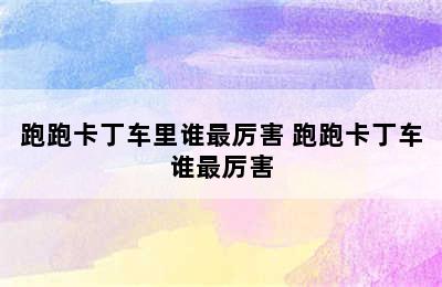 跑跑卡丁车里谁最厉害 跑跑卡丁车谁最厉害